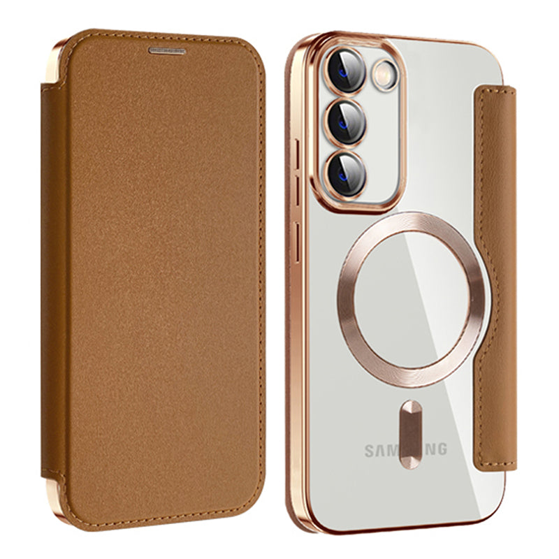 Magnetic Phone Case for Samsung Galaxy S23 PU Leather TPU Clear RFID Blocking Flip Cover with Lens Film Magnetic Phone Case for Samsung Galaxy S23 PU Leather TPU Clear RFID Blocking Flip Cover with Lens Film